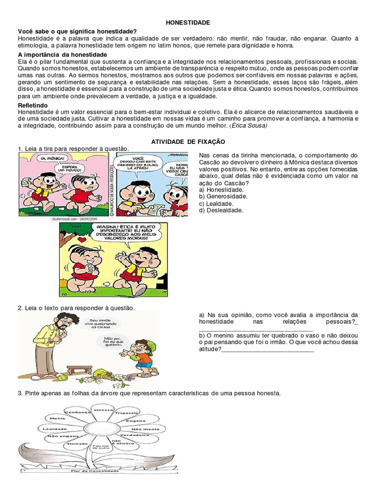 Importância da Honestidade nas Relações | PDF | Jogos e Atividades