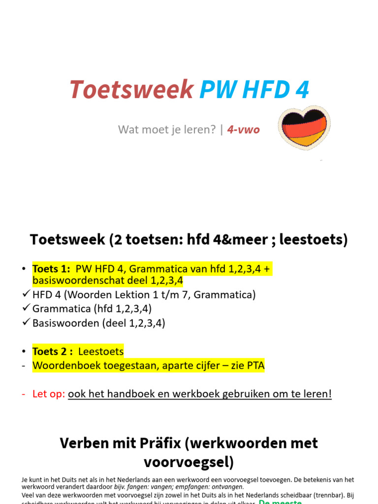 Toetsweek PW HFD 4 4-Vwo | PDF