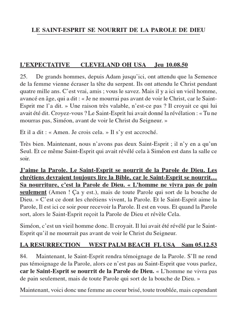 Le Saint-Esprit et la Parole de Dieu | PDF