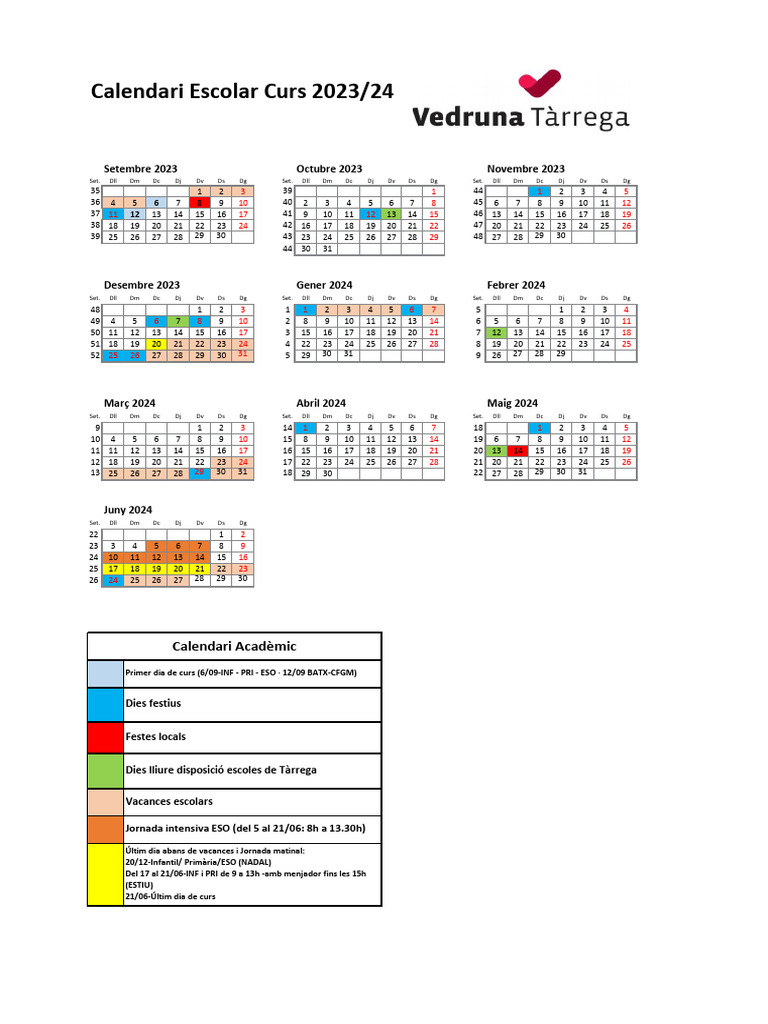 Calendari Escolar 20232024 | PDF