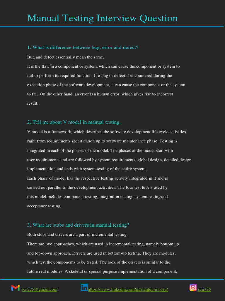 Manual Testing Interview Questions | PDF | Software Testing | Database ...