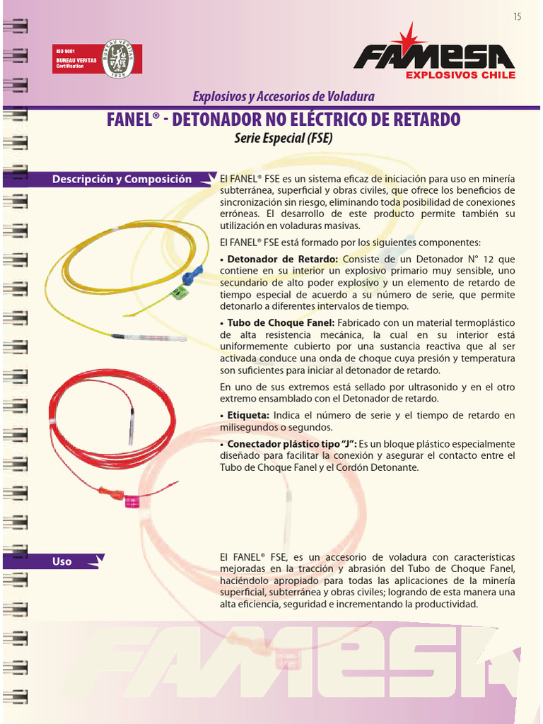 Accesorios Noelectricos Fanel Detonador No Electrico Retardo | PDF ...