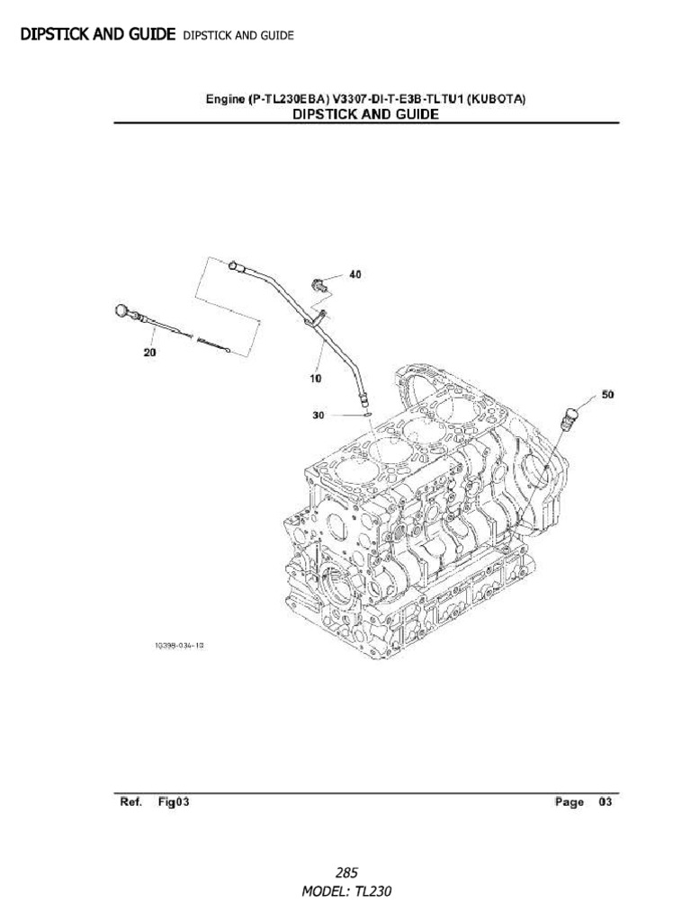 Takeuchi TL230 Oil Dipstick Tube | PDF