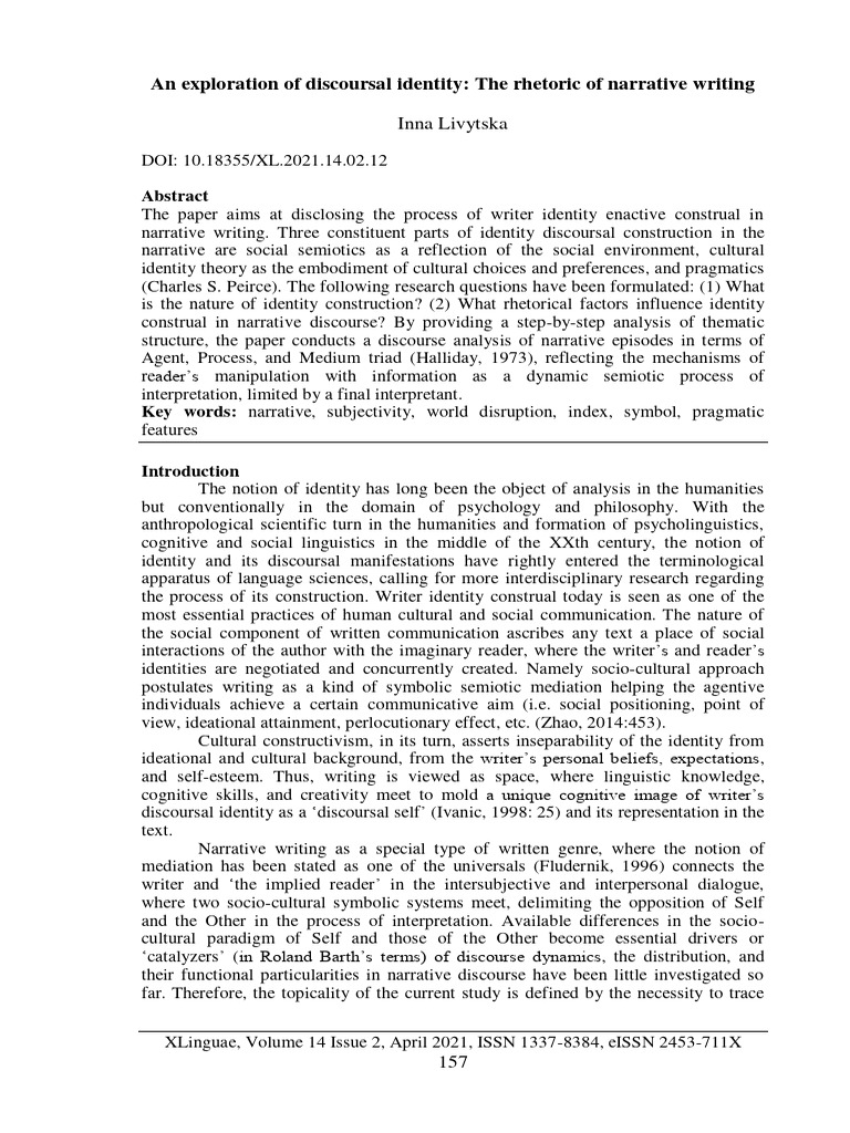An Exploration of Discoursal Identity TH | PDF | Narrative | Identity ...