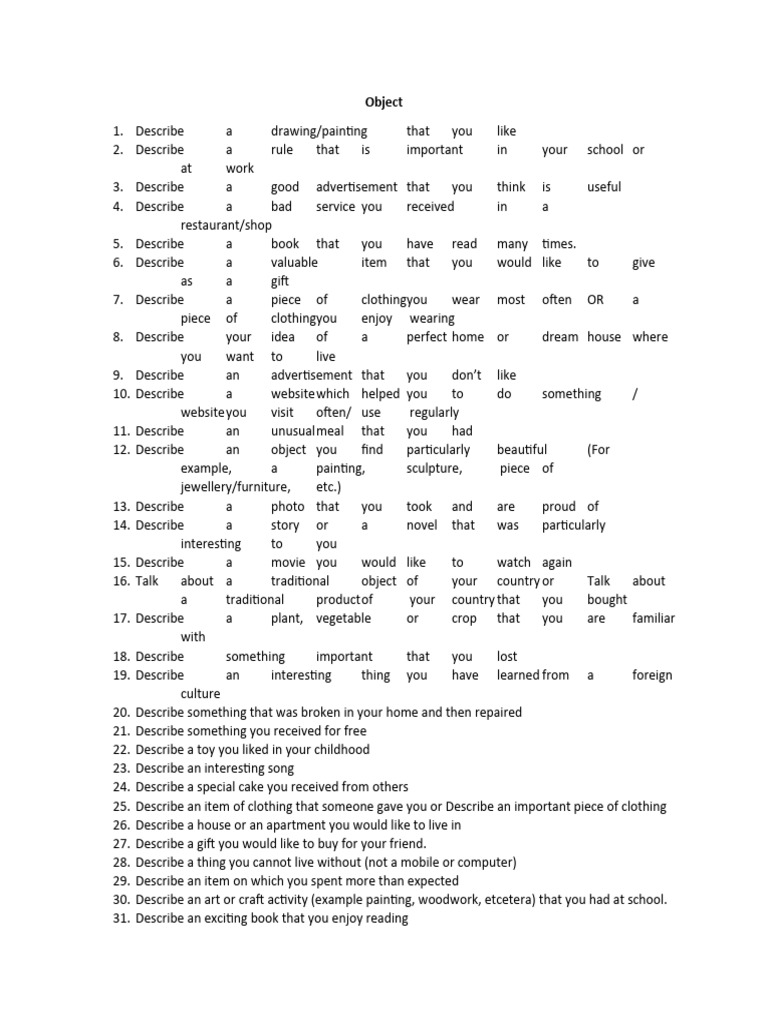 4 Speaking-Object | PDF | Cost Of Living | Clothing
