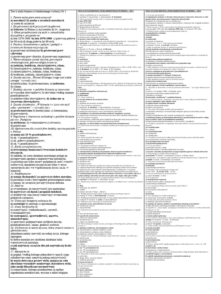 Test Z Etyki Biznesu-Mini | PDF