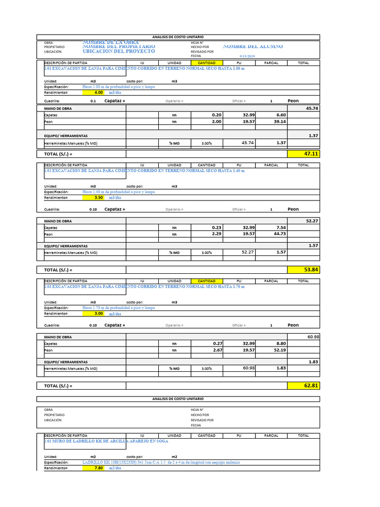 Formato ACU | PDF