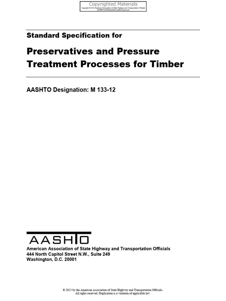 AWPA M4 Timber Treatment Standards | PDF