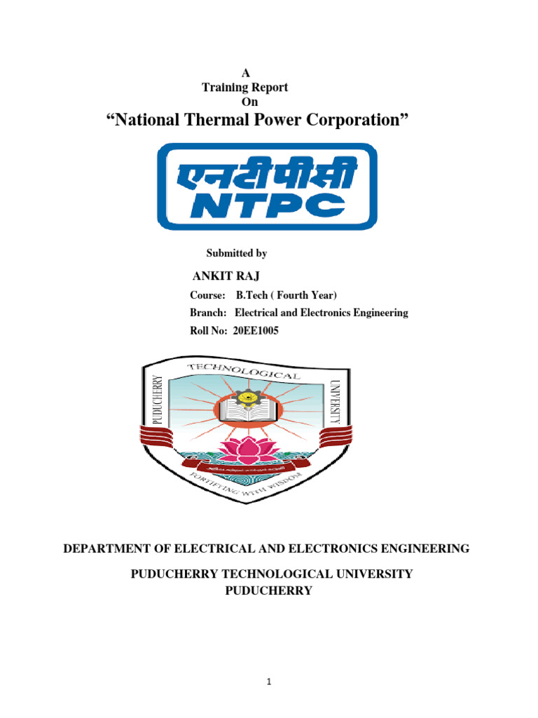 NTPC Training Report for B.Tech EEE | PDF | Technology & Engineering