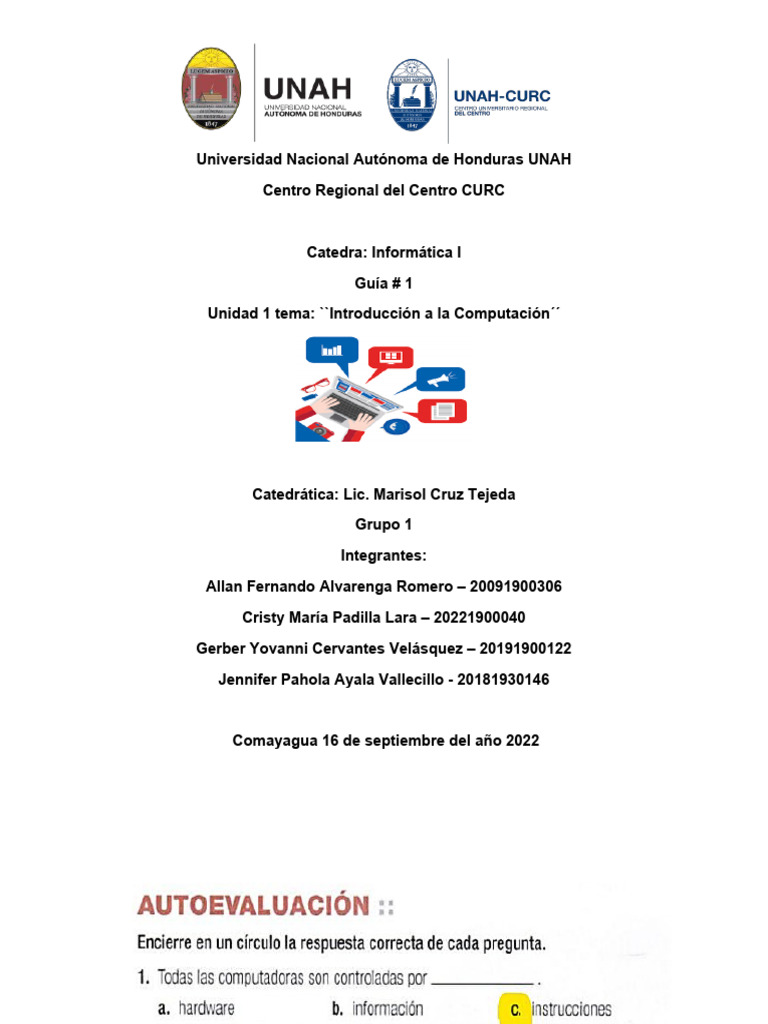Guia # 1 de Informatica | PDF