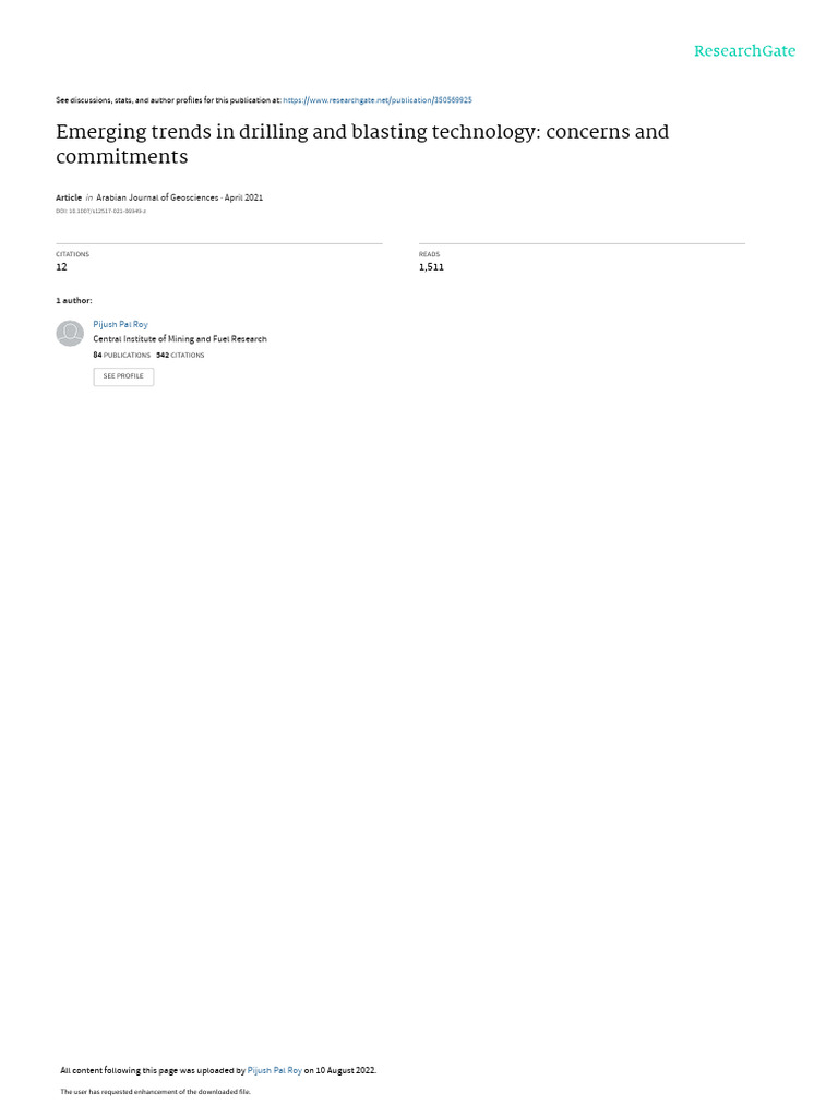 Arabian Journalof Geosciences 2021 PDF Coal Mining Mining