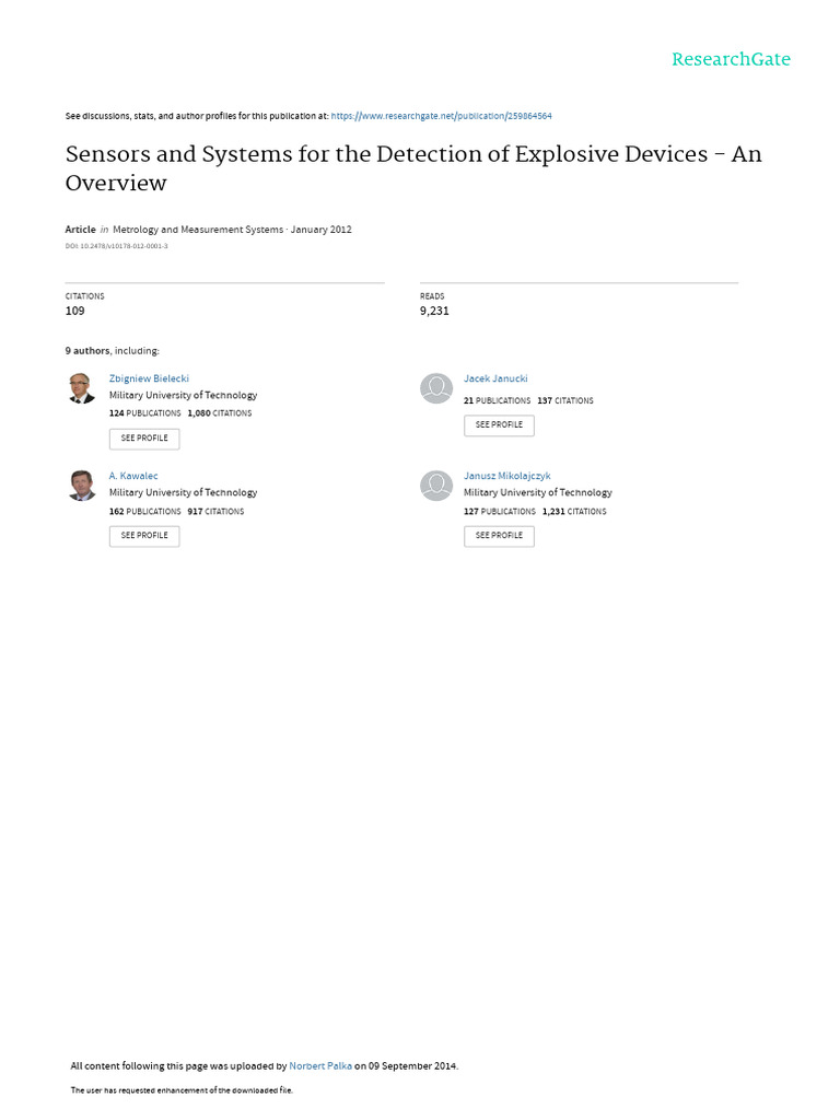 Sensors And Systems For The Detection Of Explosive Devices An