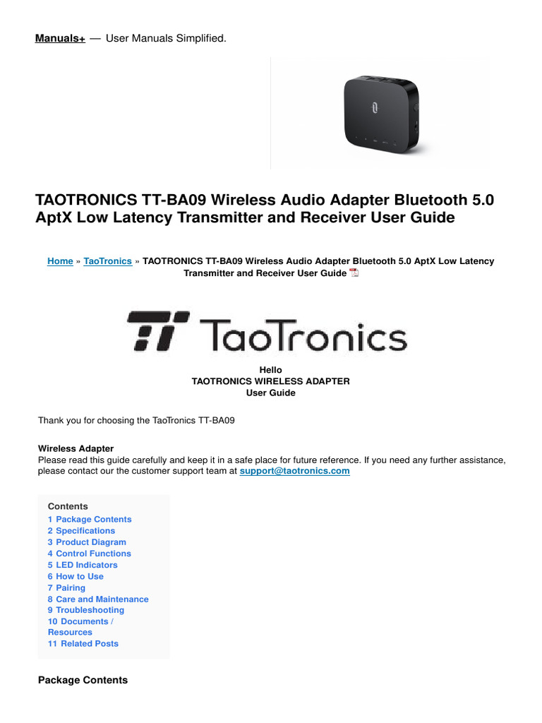 TT Ba09 Wireless Audio Adapter Bluetooth 5 0 Aptx Low Latency