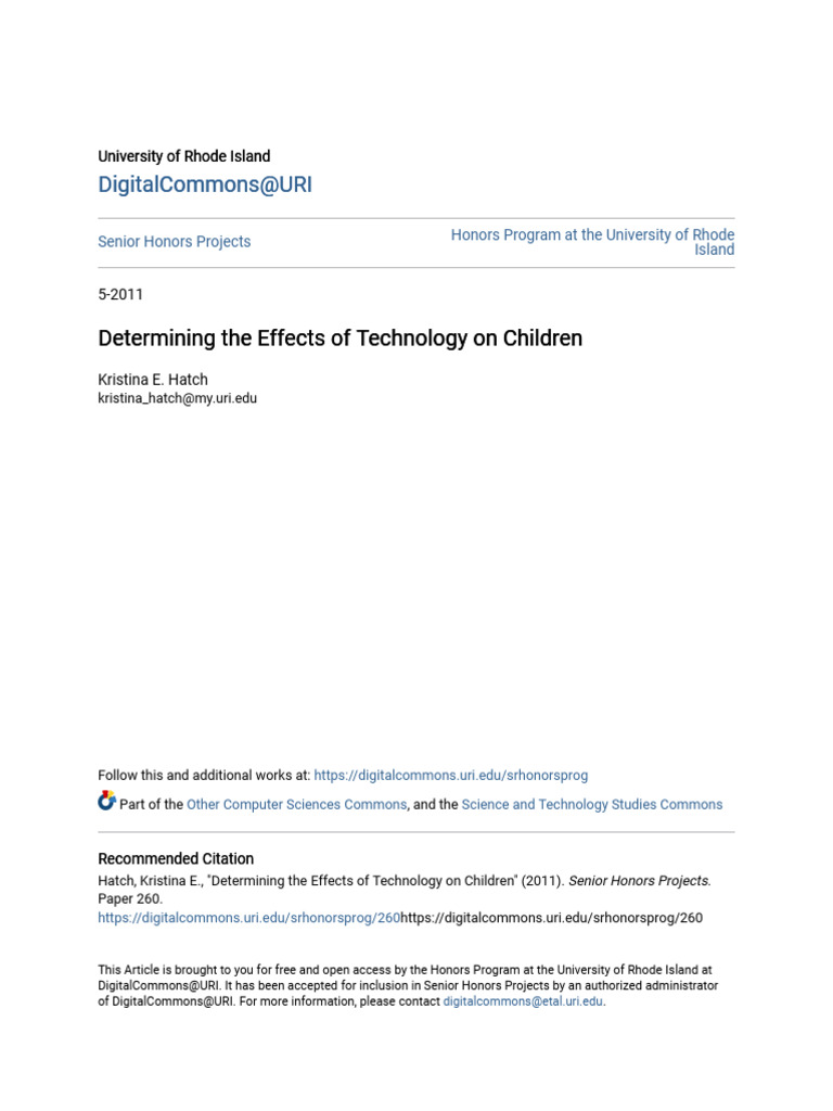 Effects of Technology on Children | PDF | Violence | Social Media