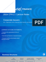 2024 CFA L1: Lecture Notes Corporate Issuers: LM 1: Organization Forms, Corporate Issuer Features, and Ownership