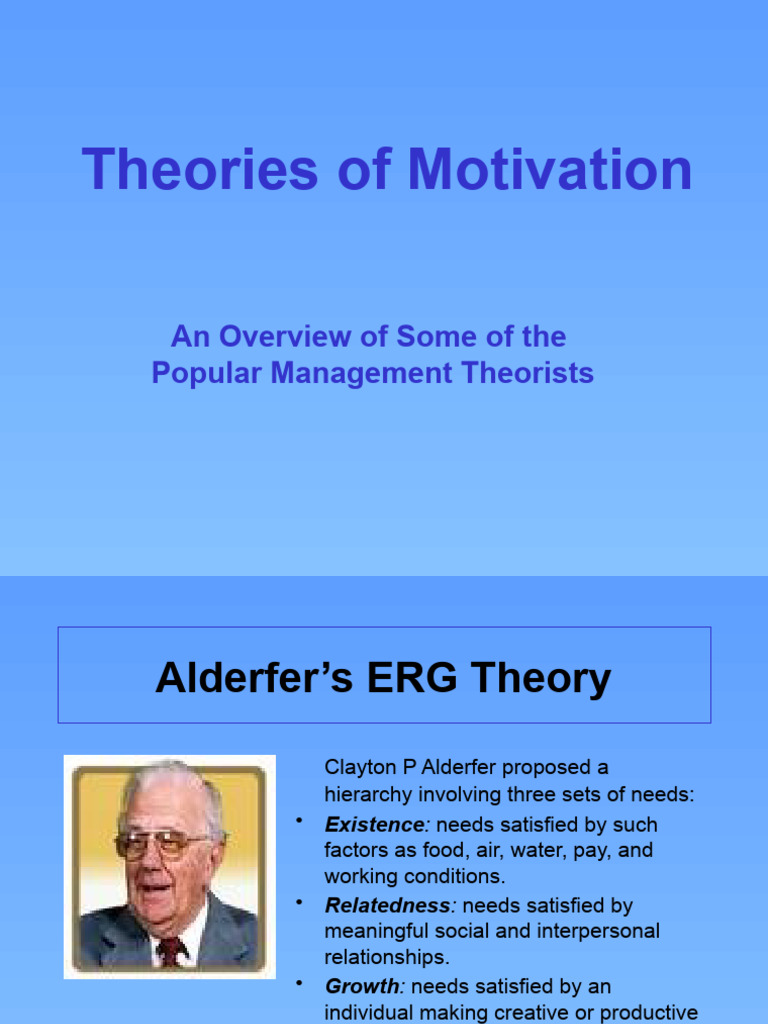 Alderfer's ERG Theory Overview | PDF | Motivational | Motivation