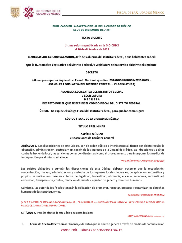 Código Fiscal CDMX 2024: Texto Vigente | PDF | Ciudad de México | México