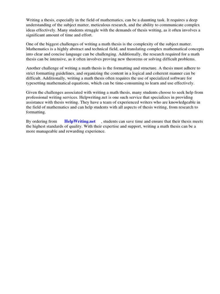 Math thesis writing pdf