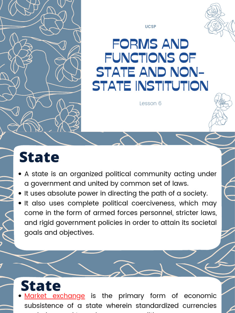 Lesson 6 forms and functions of state and non state institution pdf