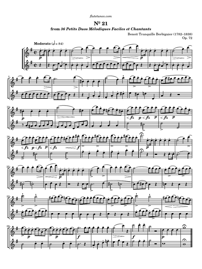 Berbiguier Flute Duet No 21 in G Major Download Free PDF Musical Compositions Compositions