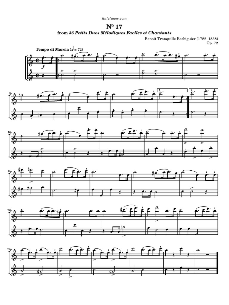 Berbiguier Flute Duet No 17 in A minor PDF