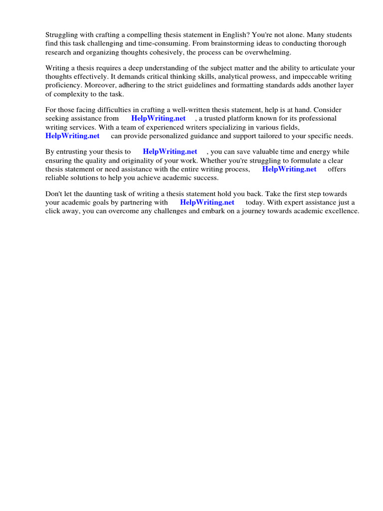 Example of Thesis Statement in English | PDF