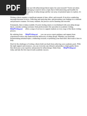 Urban Design Thesis Topics PDF