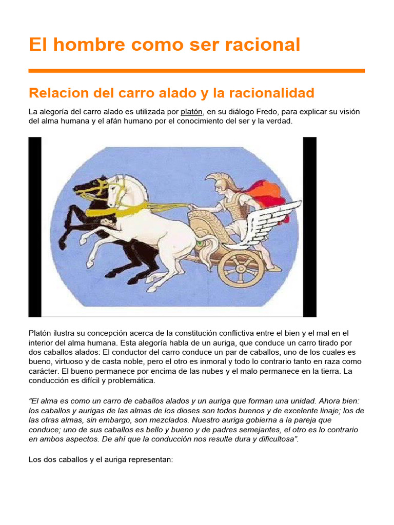 El Hombre Como Ser Racional: Relacion Del Carro Alado y La Racionalidad ...