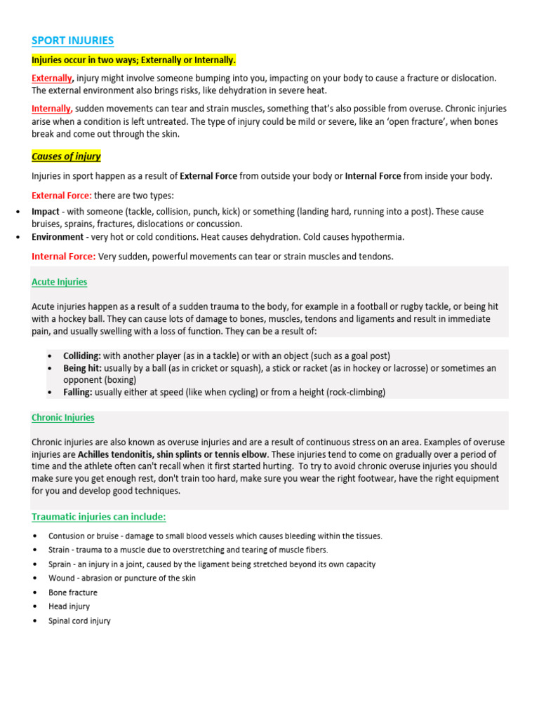 Sport Injuries | PDF | Cardiopulmonary Resuscitation | Injury