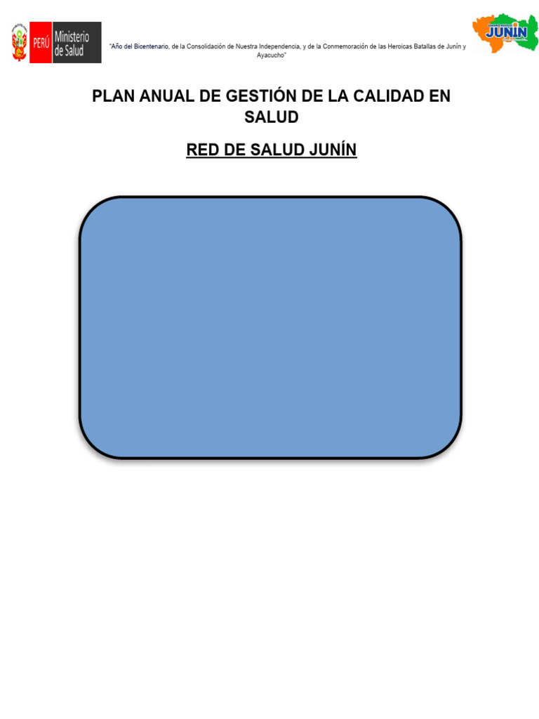 Plan Anual de Calidad en Salud 2024 Junín | PDF | Gestión de la calidad ...