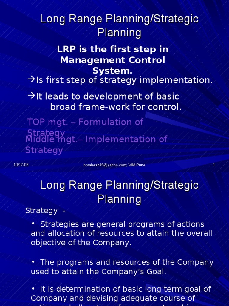L21 Long Range Planning Strategic Planning Business