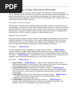 Thesis Statement Fill in the Blank