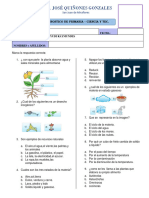 Examen de Diagnostico Ciencia 4to y 5to de Primaria