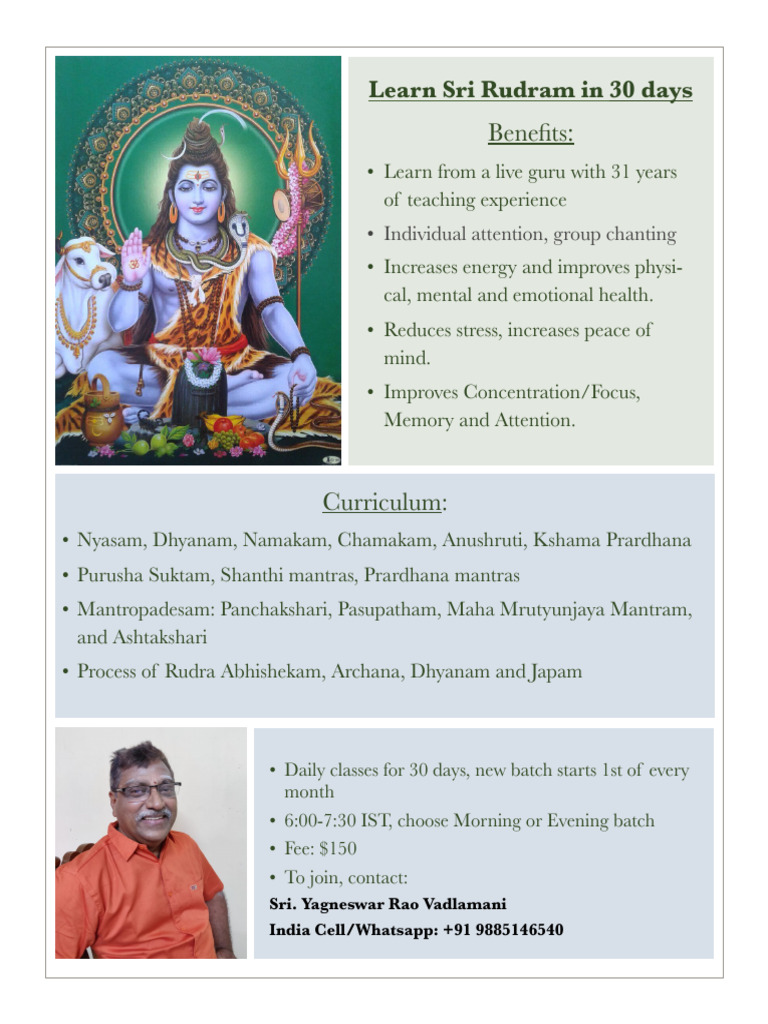 Learn Sri Rudram: 30-Day Course | PDF