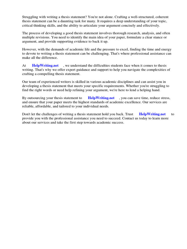 How To Write A Good Thesis Statement Easy | PDF