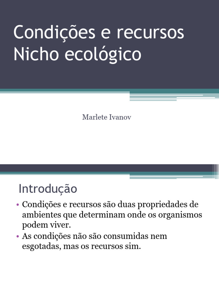 Condições e Recursos no Nicho Ecológico | PDF | Nicho ecológico | Habitat