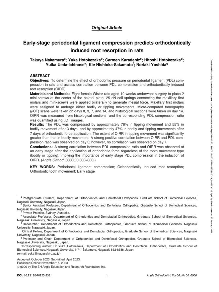 Early-stage periodontal ligament compression predicts orthodontically