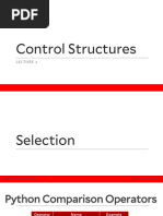 Python Programming - Lecture 2 (Control Structures)