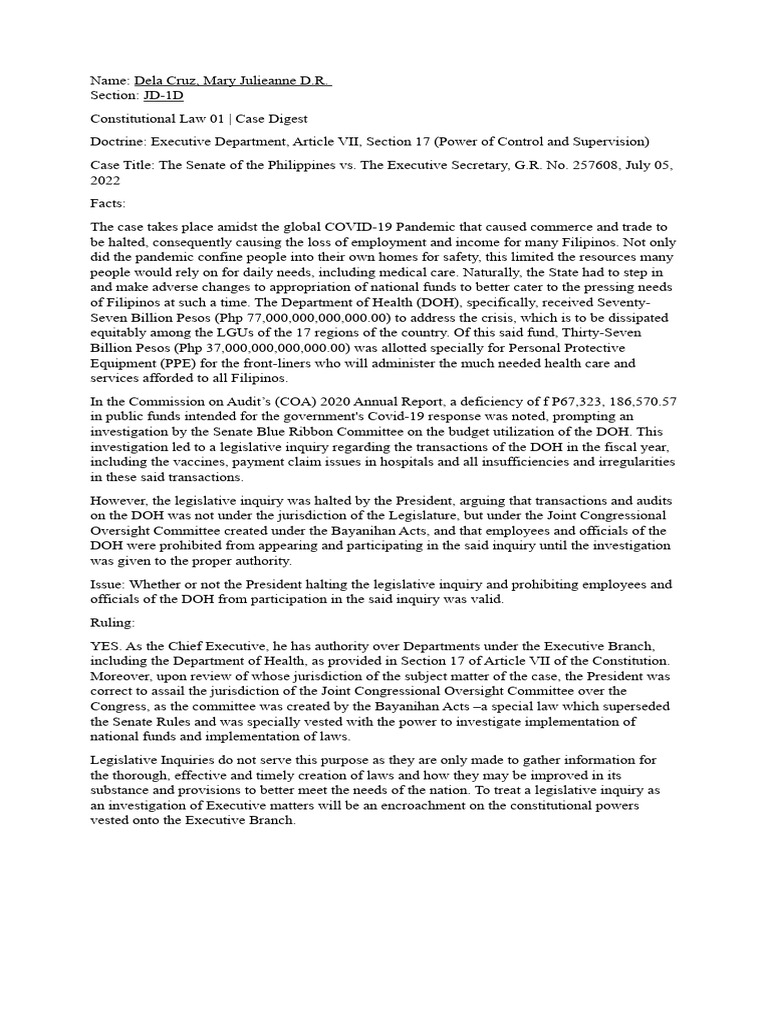 senate-v-executive-secretary-digest-pdf-congressional-oversight