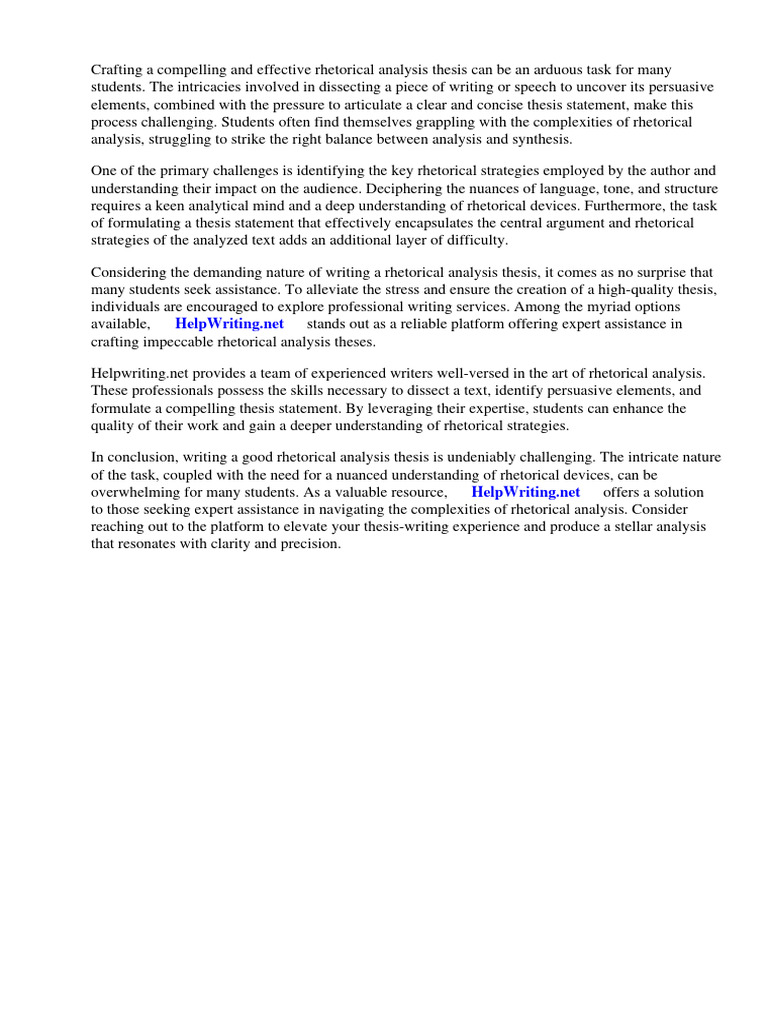 How To Write A Good Rhetorical Thesis