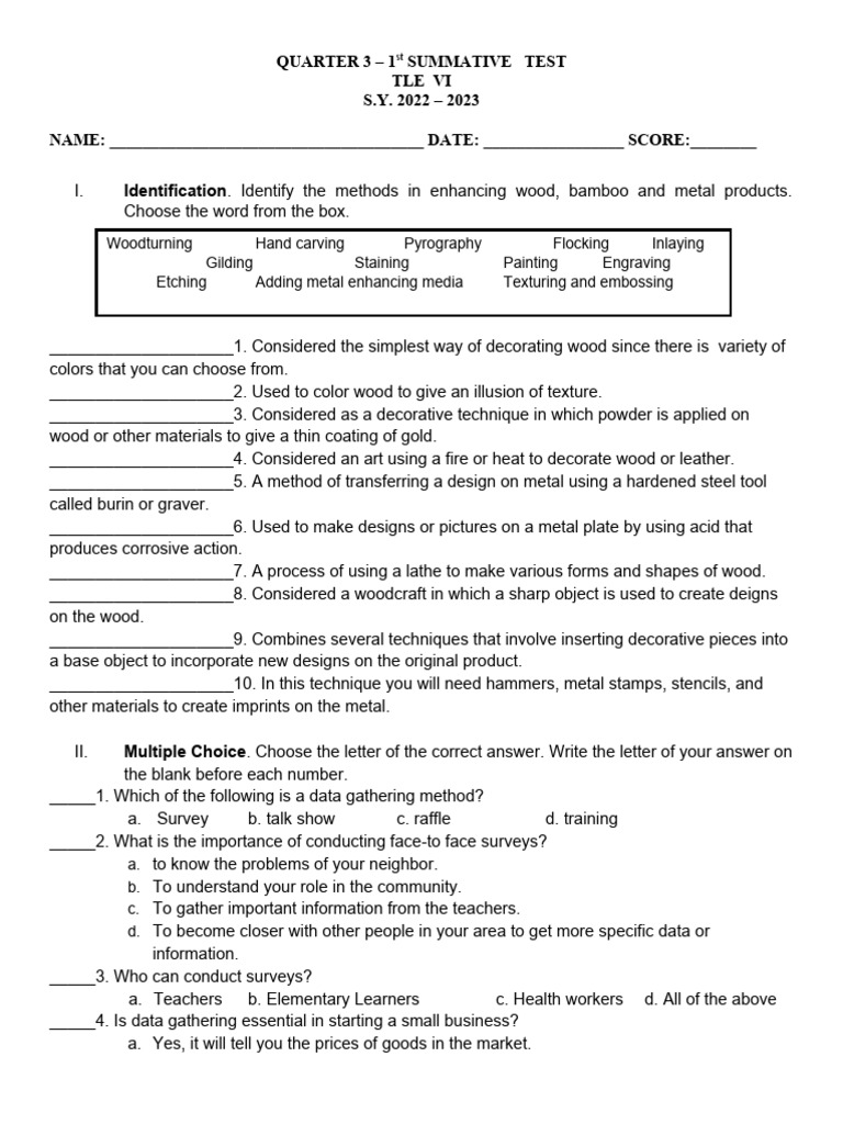 Summative 1 Pdf Engraving Decorative Arts