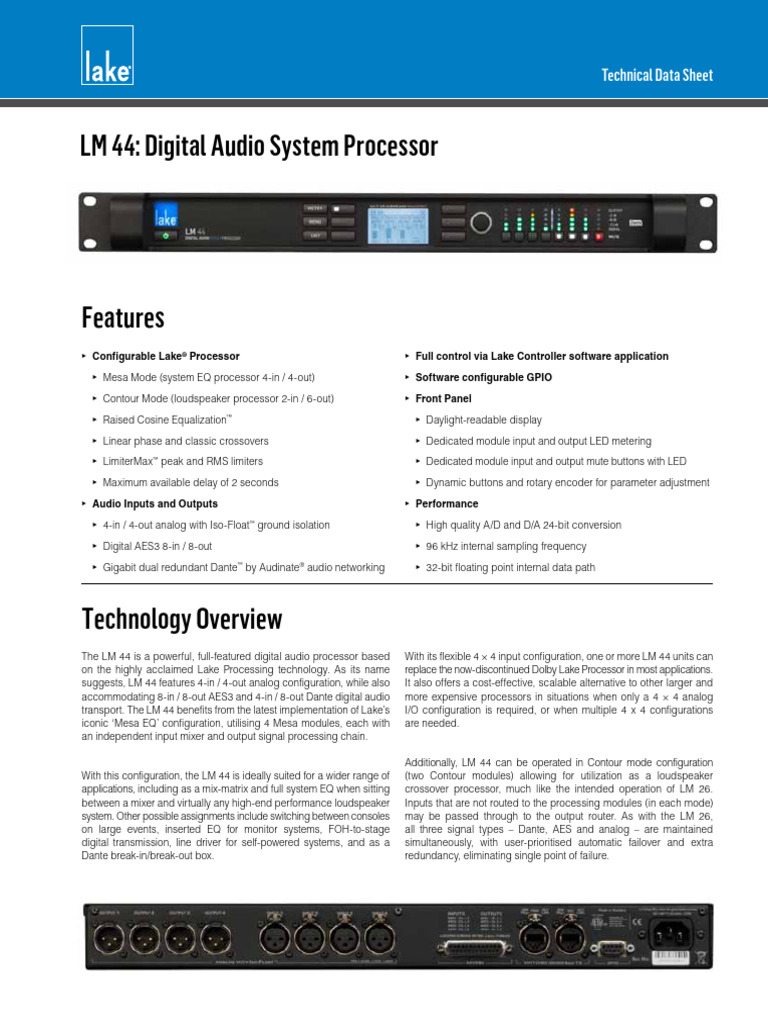 Lake LM44 Dolby PDF Sampling (Signal Processing) Equalization (Audio)