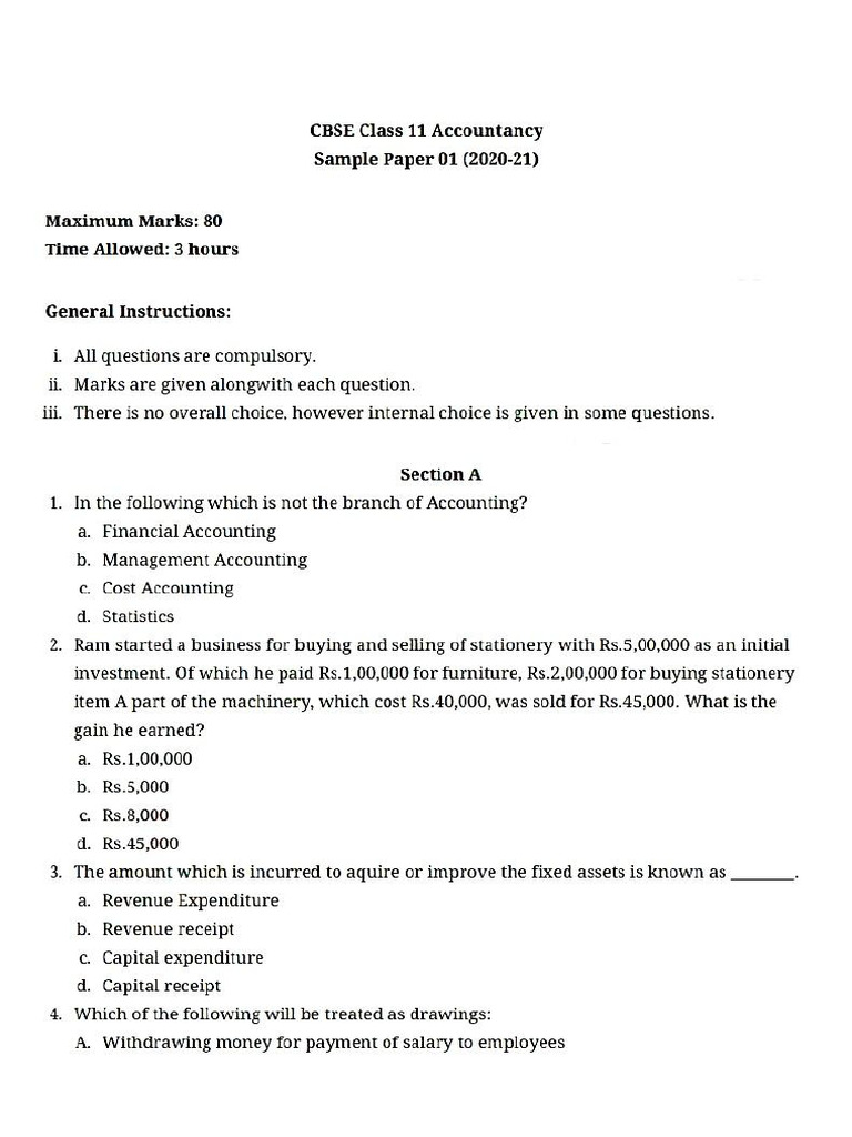 11th CBSE SAMPLE PAPERS Document | PDF
