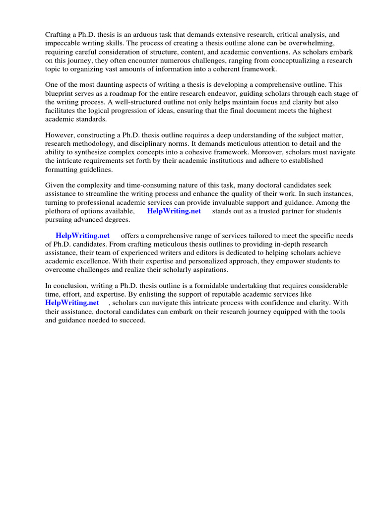Phd Thesis Outline Format Pdf Thesis Doctor Of Philosophy