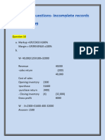 Workbook Questions Incomplete Records