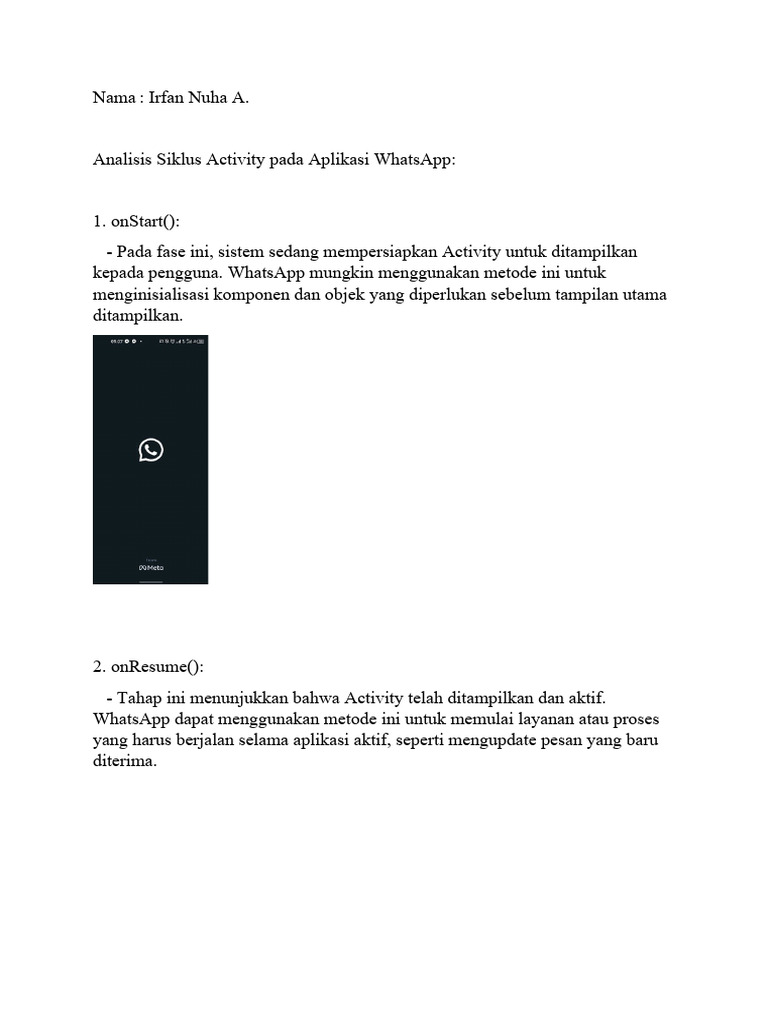 Siklus Activity Aplikasi WhatsApp | PDF