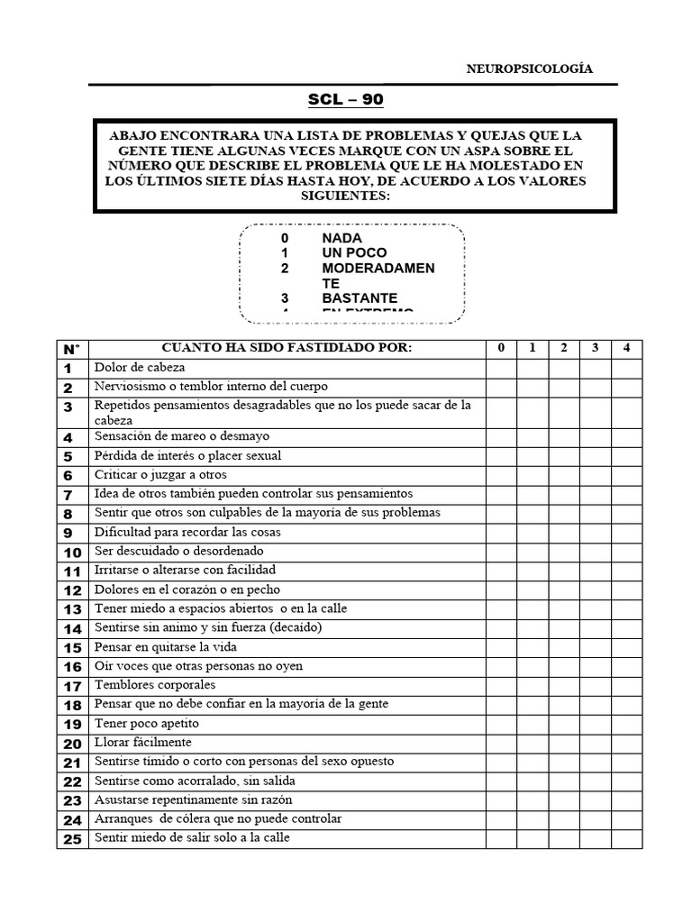 Formato SCL 90 | PDF