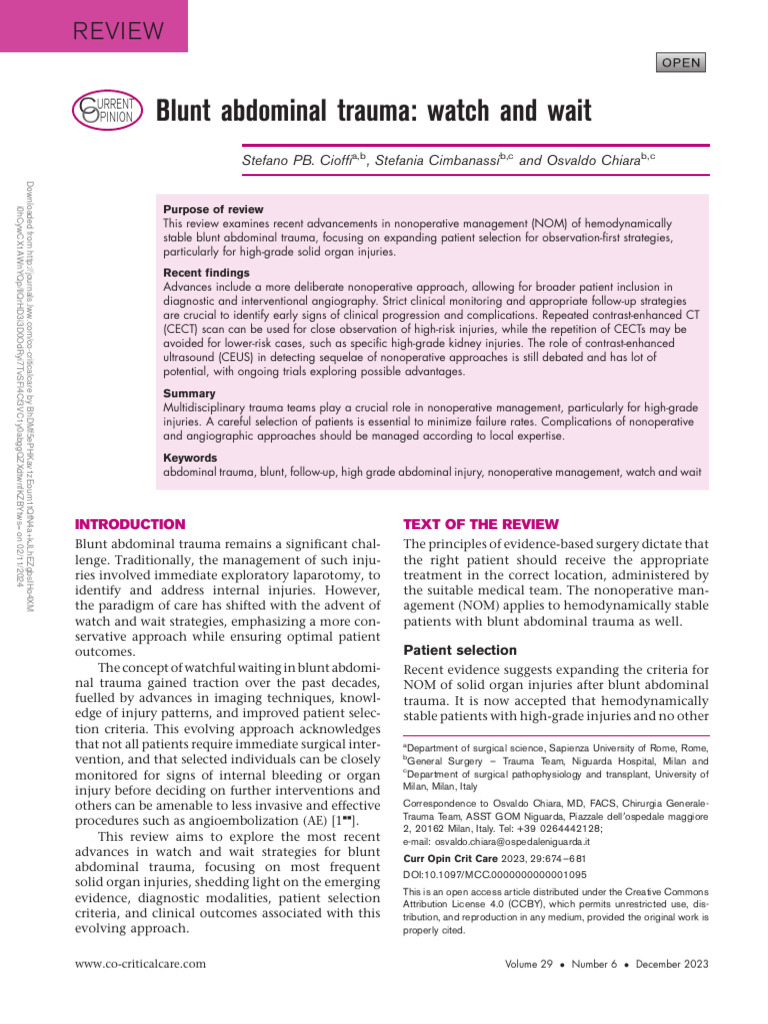 Blunt Abdominal Trauma Watch and Wait.23 | PDF | Injury | Clinical Medicine