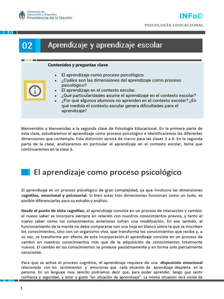 PE Clase 2 | PDF | Aprendizaje | Plan de estudios