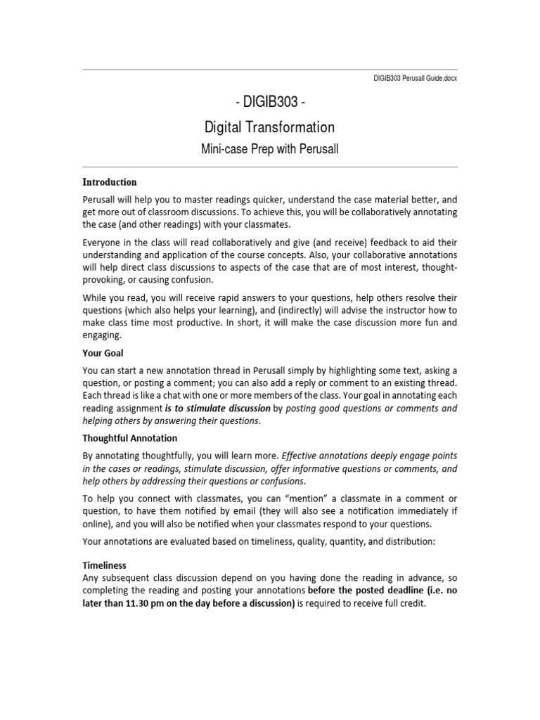 DIGIB303 Perusall Guide | PDF | Cognition | Human Communication